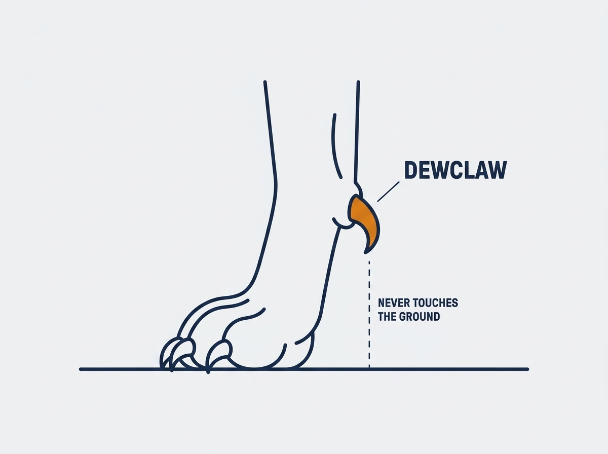 Where the dewclaw sits on a dog leg
